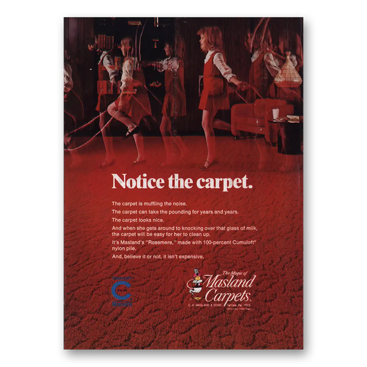 1970 Masland Carpet Notice the Carpet Vintage Magazine Print Ad