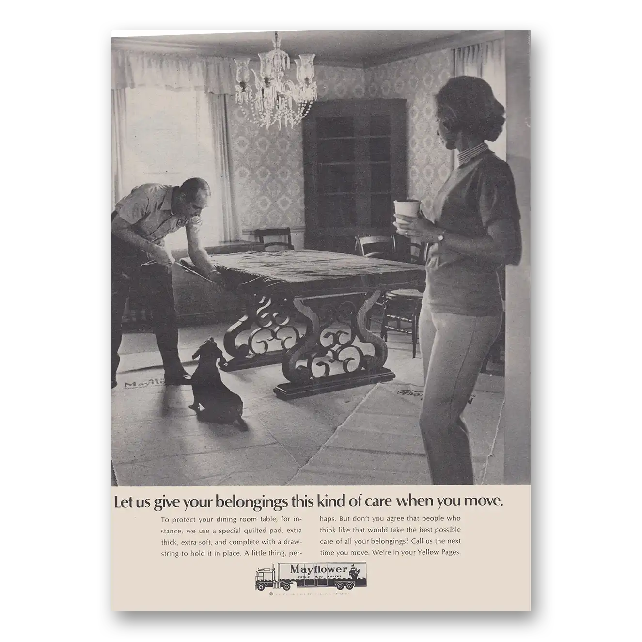 1970 Mayflower Moving Trucks Let Us Give Your Belongings This Kind of Care Vintage Magazine Print Ad