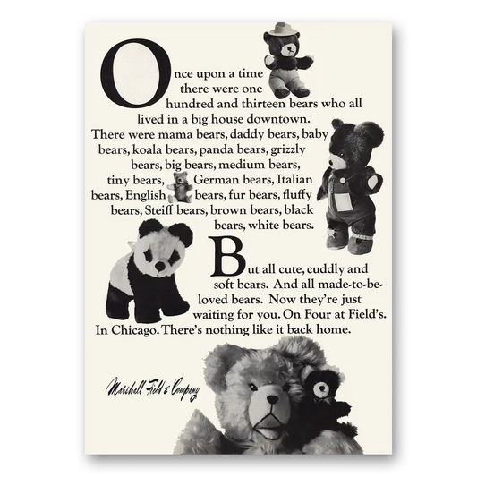1970 Marshall Field Once Upon a Time Bears Vintage Magazine Print Ad