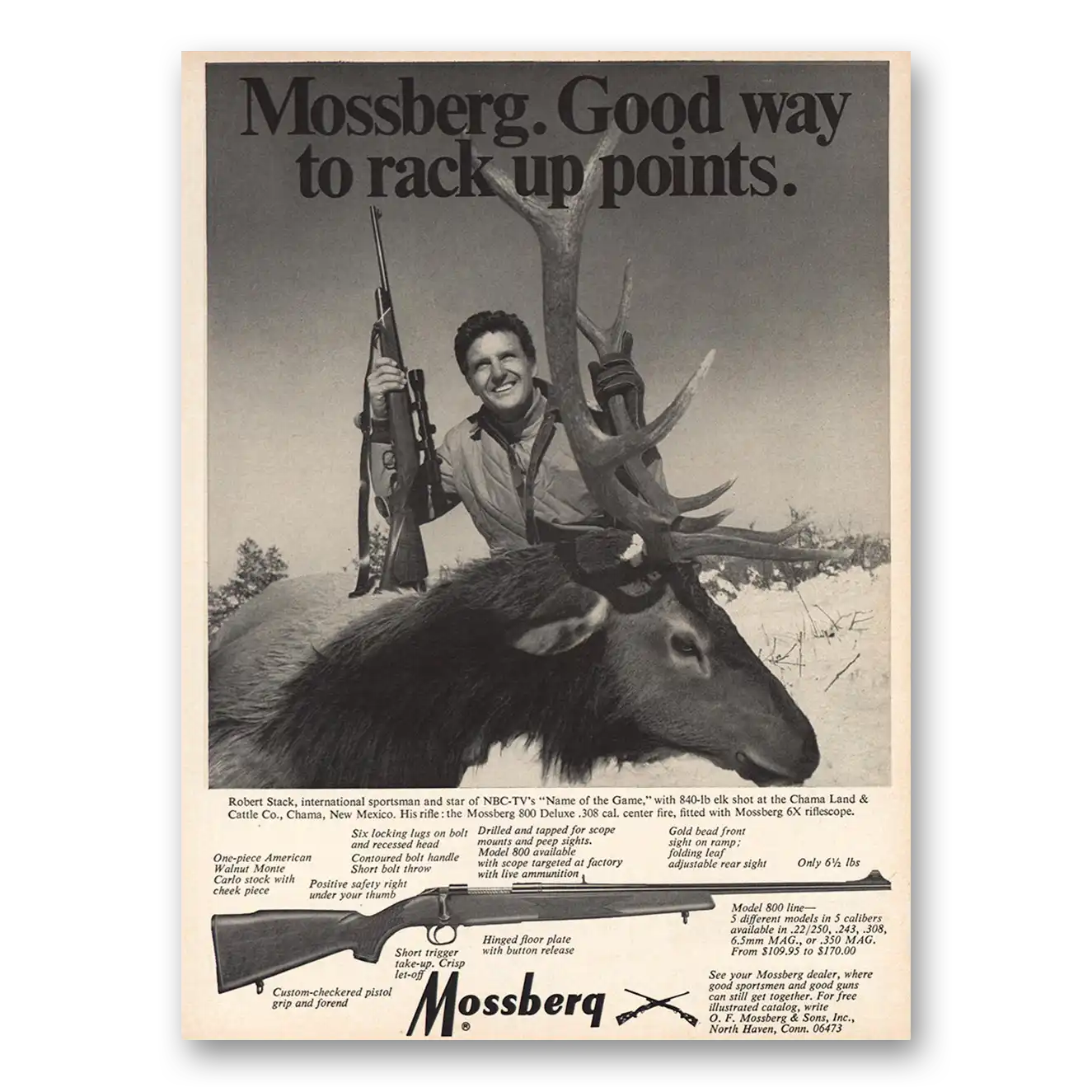 1970 Mossberg Rifles and Shotguns Deluxe Rifle Rack Up Points Vintage Magazine Print Ad