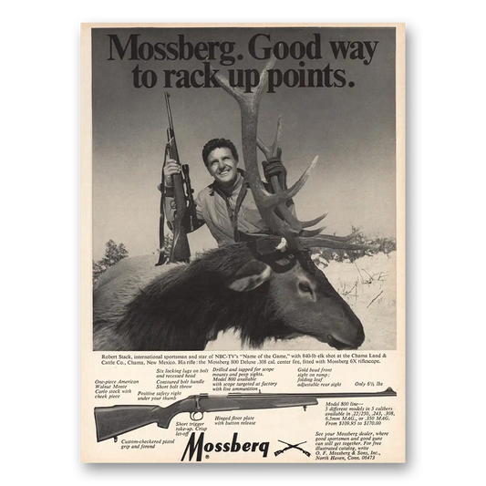 1970 Mossberg Rifles and Shotguns Deluxe Rifle Rack Up Points Vintage Magazine Print Ad