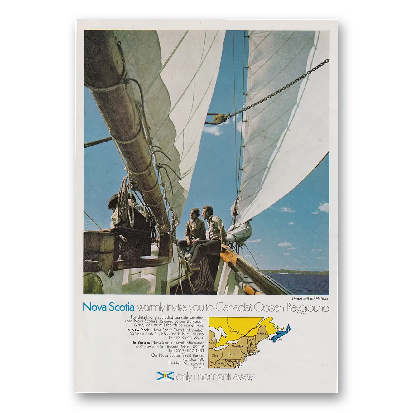 1970 Nova Scotia Canada Warmly Invites You to Canadas Ocean Playground Vintage Magazine Print Ad