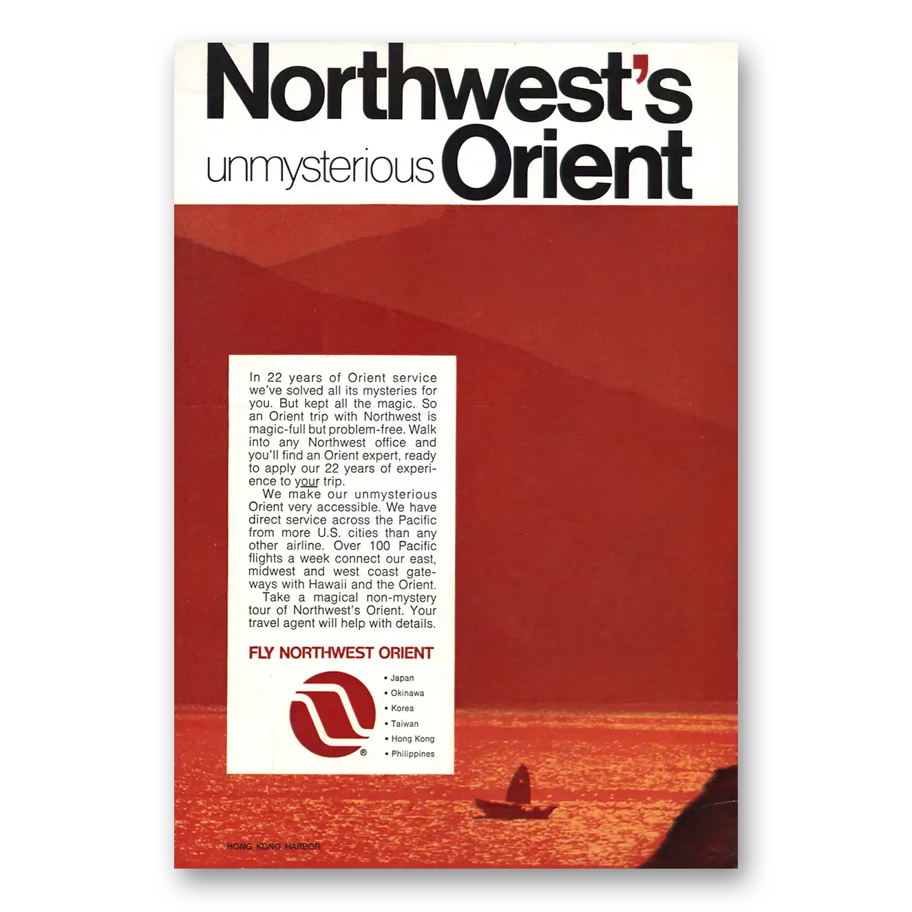 1970 Northwest Orient Unmysterious Vintage Magazine Print Ad