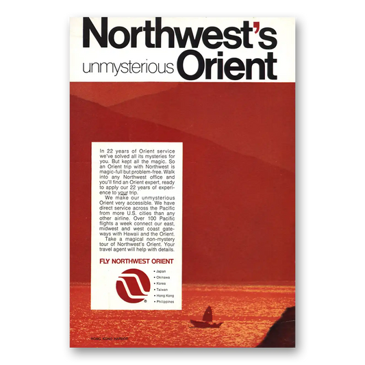 1970 Northwest Orient Unmysterious Vintage Magazine Print Ad