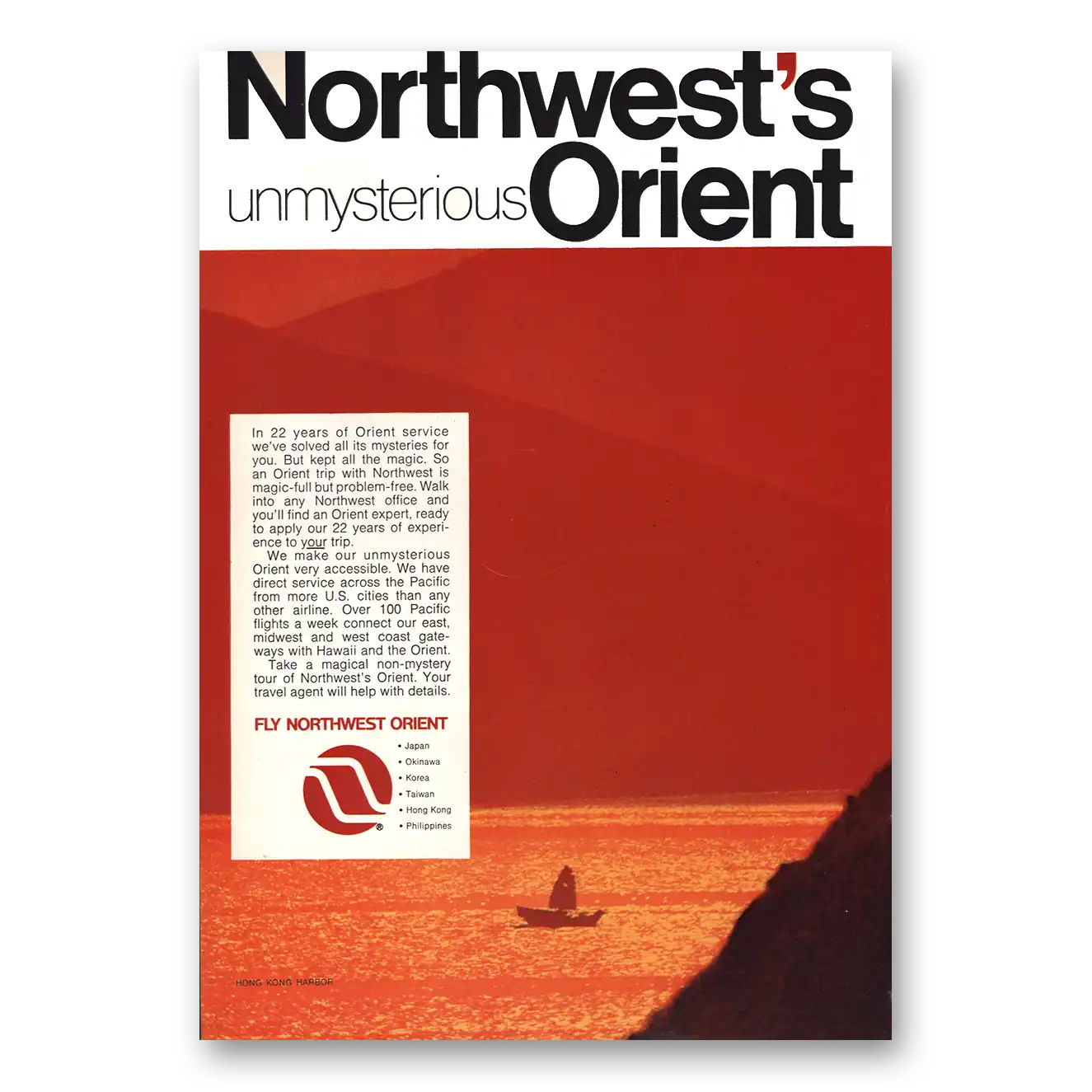 1970 Northwest Orient Unmysterious Vintage Magazine Print Ad