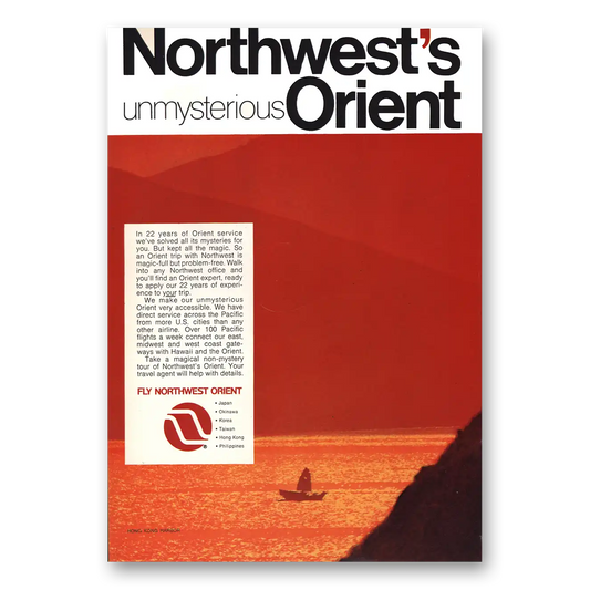 1970 Northwest Orient Unmysterious Vintage Magazine Print Ad