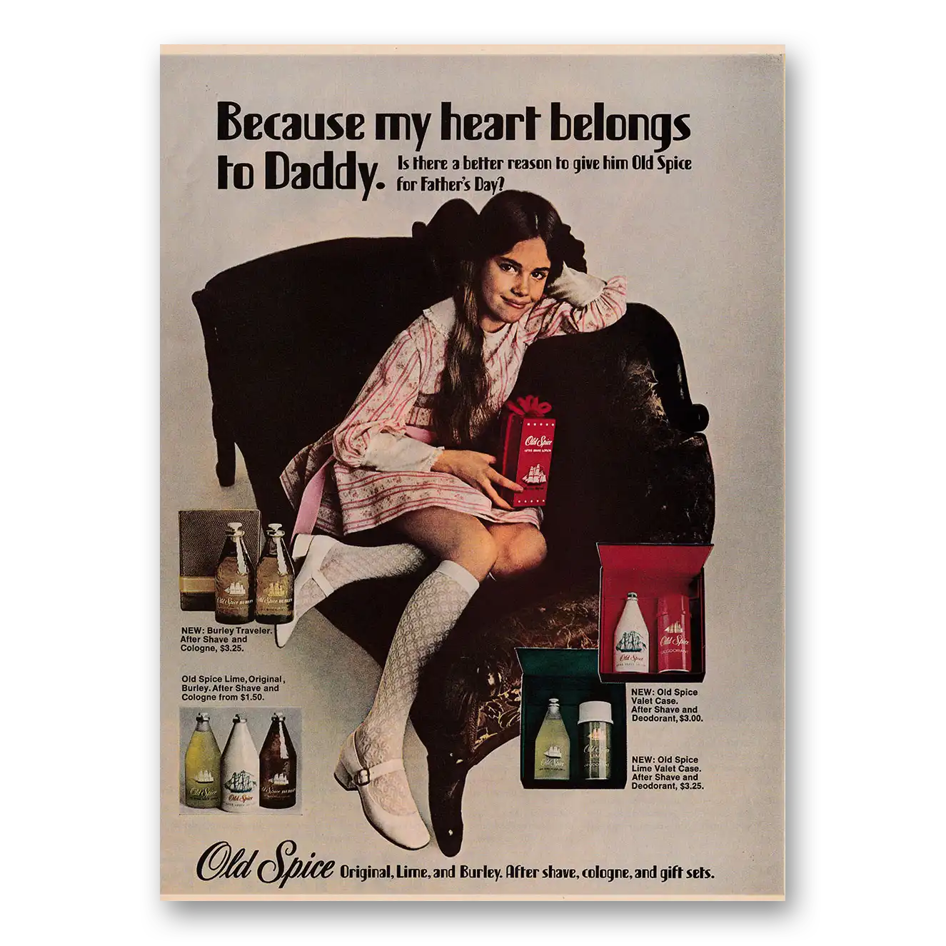 1970 Old Spice Because My Heart Belongs to Daddy Vintage Magazine Print Ad