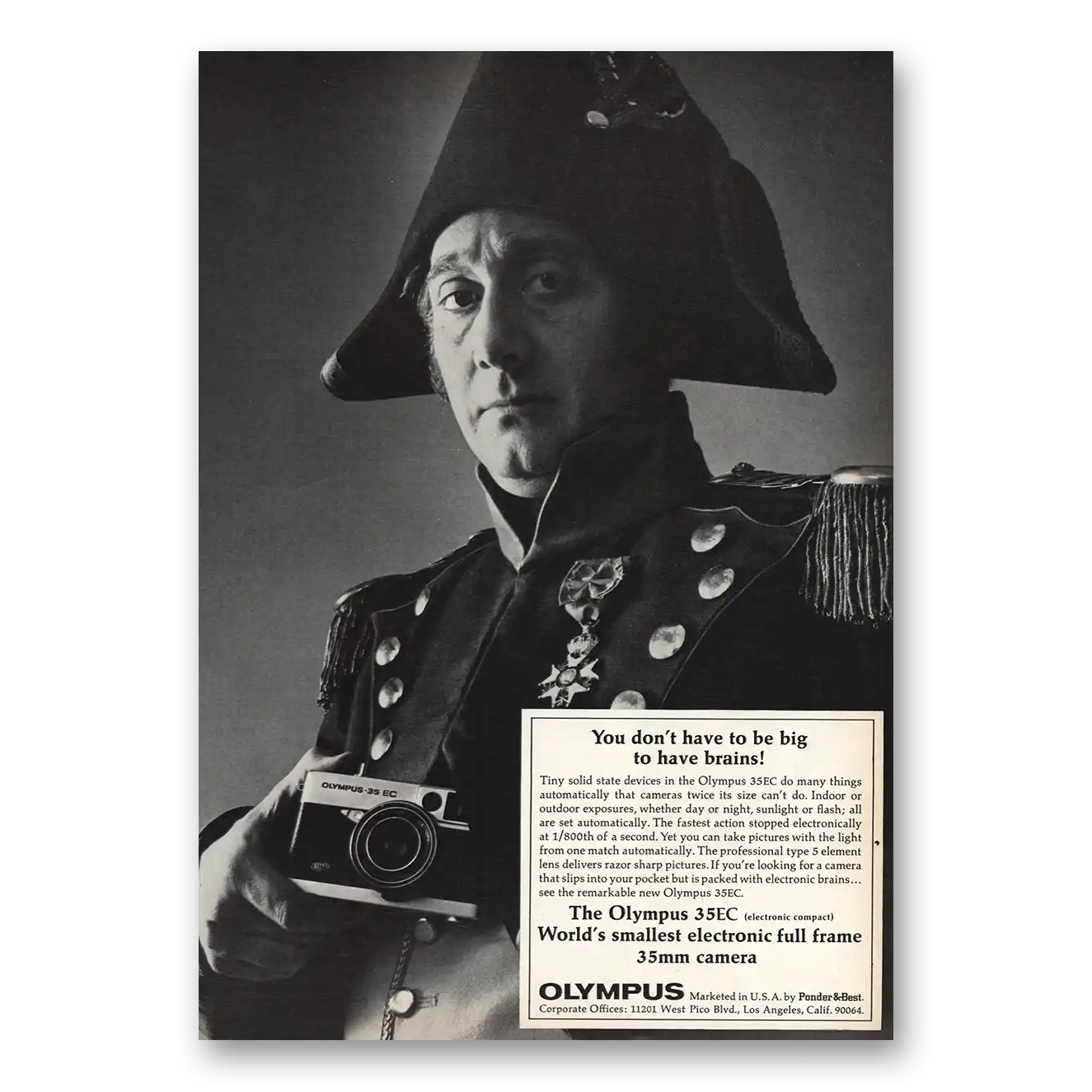 1970 Olympus Camera Don’t Have to Be Big Vintage Magazine Print Ad