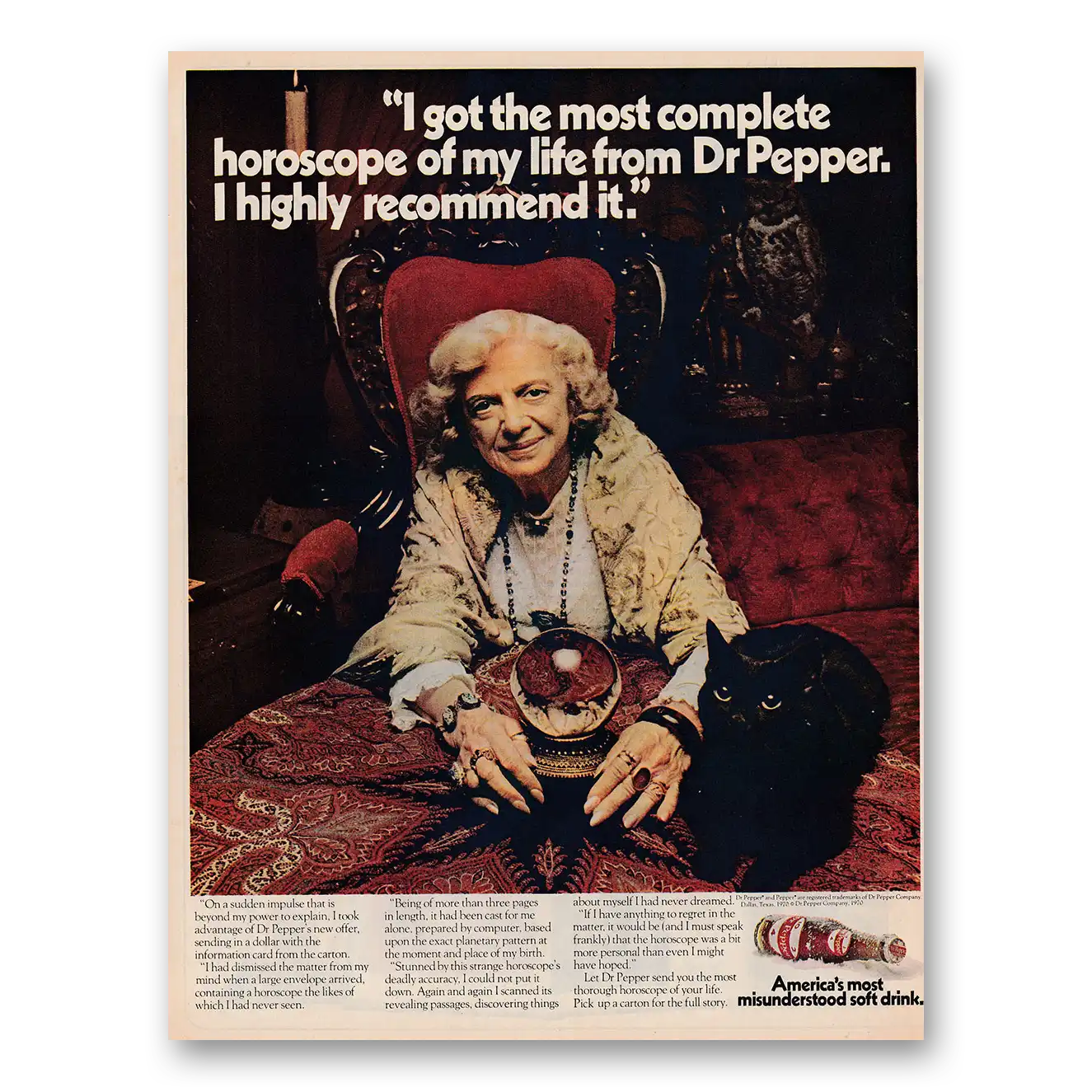 1970 Dr Pepper I Got the Most Complete Horoscope of My Life Vintage Magazine Print Ad