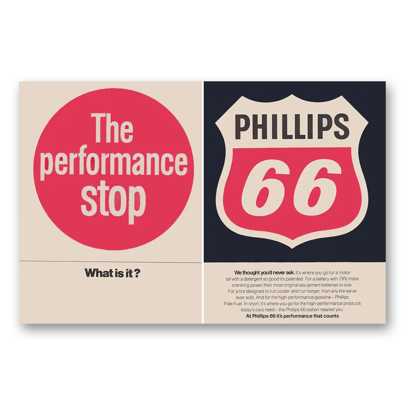 1970 Phillips 66 Performance Stop Vintage Magazine Print Ad