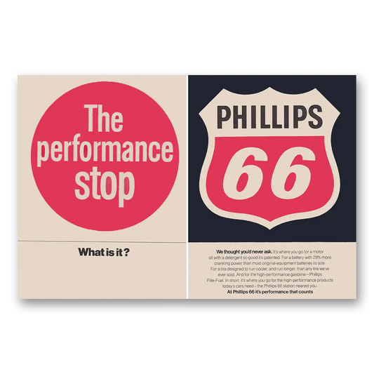 1970 Phillips 66 Performance Stop Vintage Magazine Print Ad