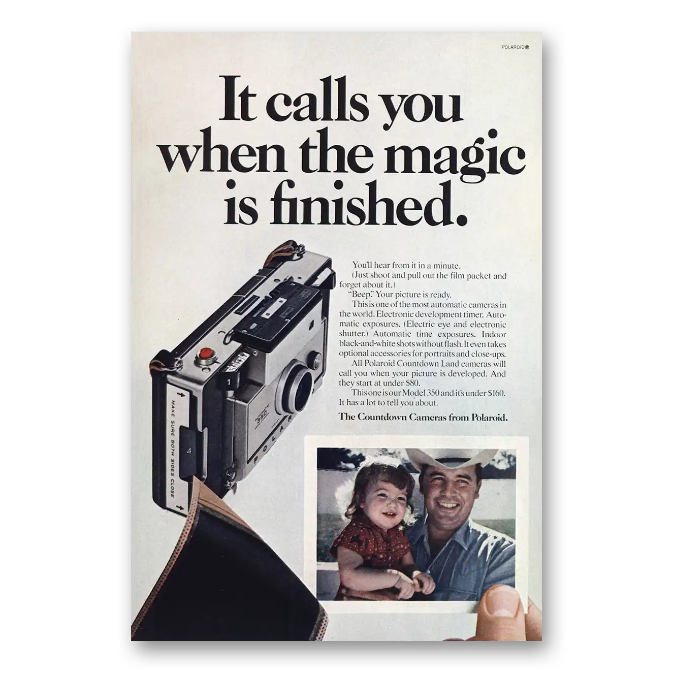 1970 Polaroid Countdown Camera Call You When the Magic is Finished Vintage Magazine Print Ad