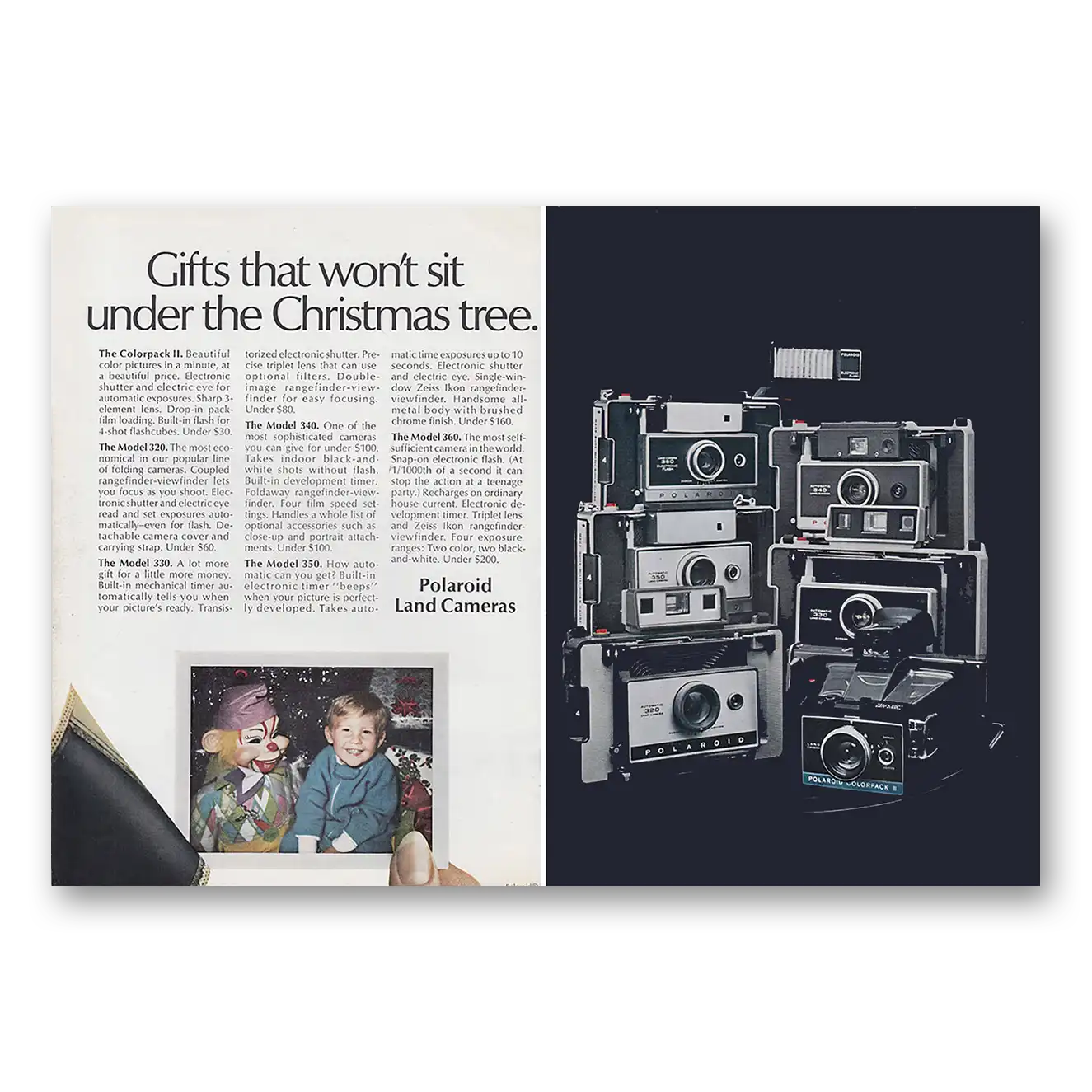 1970 Polaroid Land Camera Gifts That Won't Sit Under the Christmas Tree Vintage Magazine Print Ad