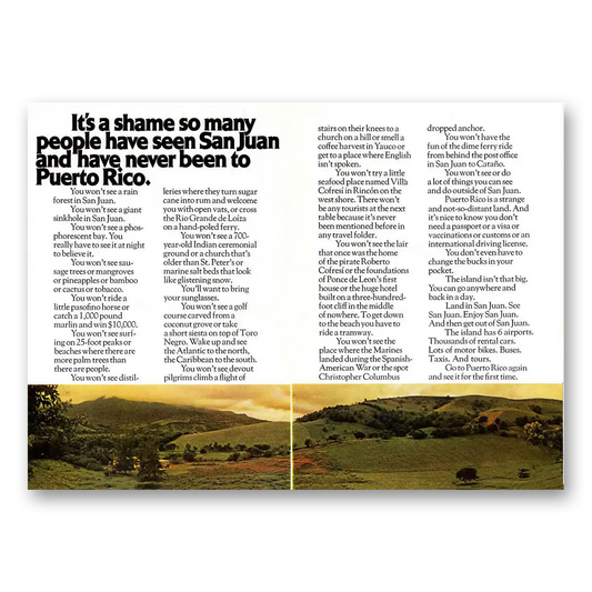 1970 Puerto Rico So Many People Have Seen San Juan Vintage Magazine Print Ad