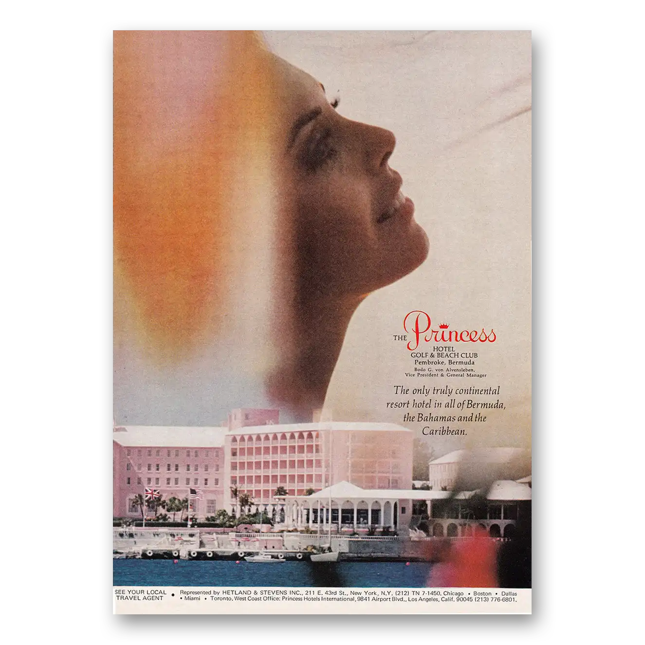 1970 Princess Hotel Bermuda Only True Continental Resort Hotel Vintage Magazine Print Ad