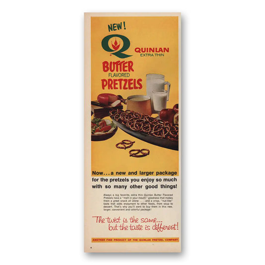 1970 Quinlan Pretzels Pretzels Butter Flavored Pretzels Vintage Magazine Print Ad