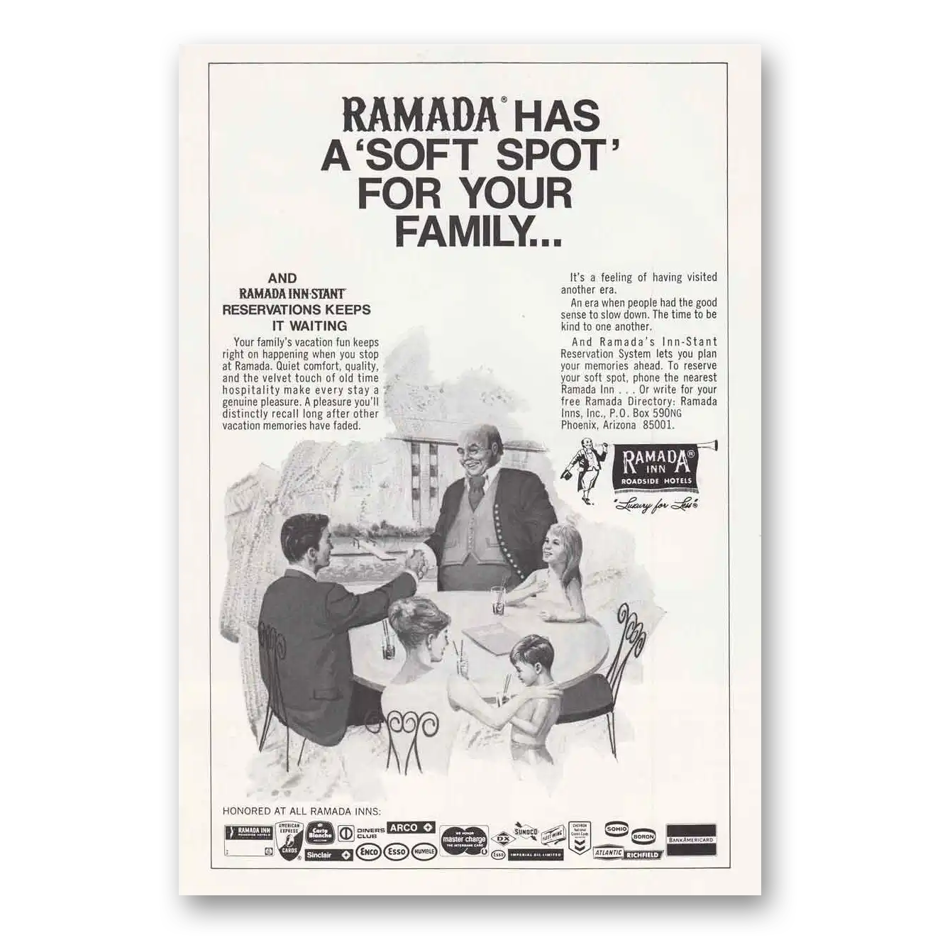 1970 Ramada Inn Soft Spot for Your Family Vintage Magazine Print Ad