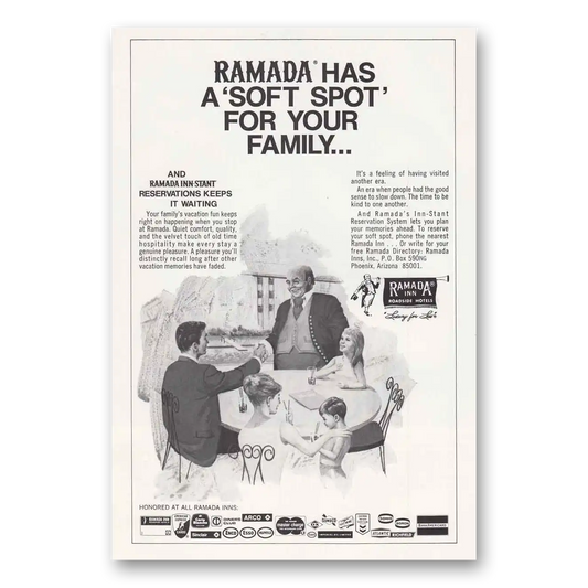 1970 Ramada Inn Soft Spot for Your Family Vintage Magazine Print Ad