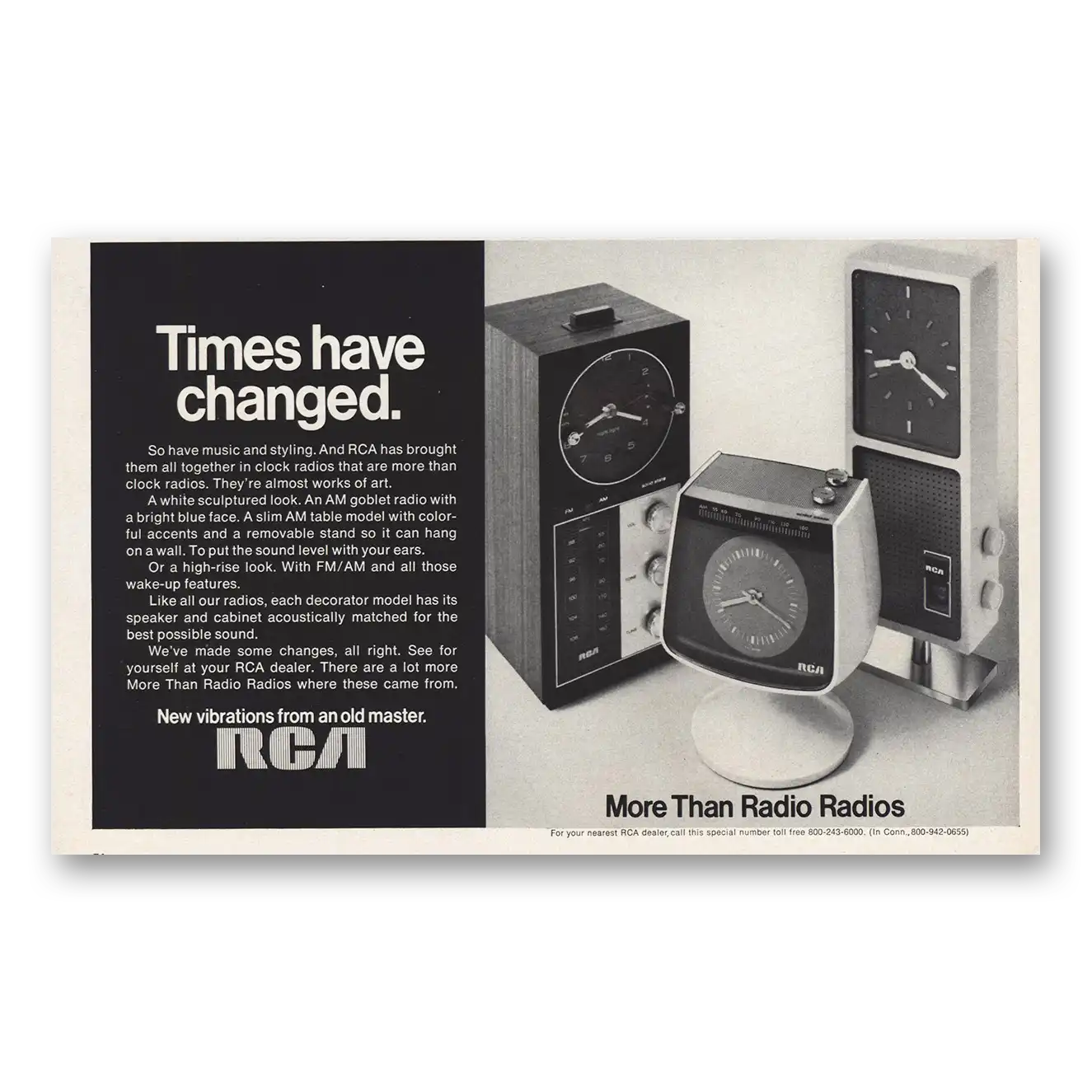 1970 RCA Radios Times Have Changed Vintage Magazine Print Ad