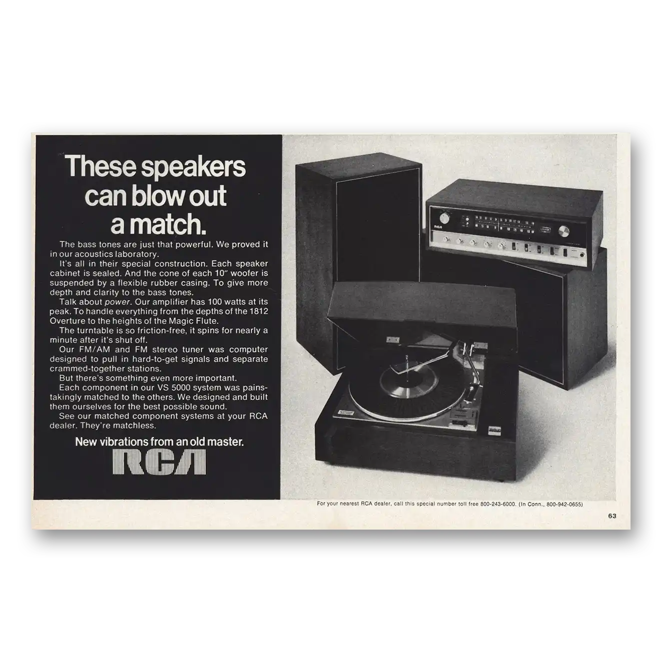 1970 RCA Stereo These Speakers Can Blow Out a Match Vintage Magazine Print Ad