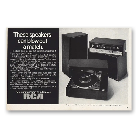 1970 RCA Stereo These Speakers Can Blow Out a Match Vintage Magazine Print Ad