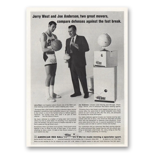 1970 American Red Ball Jerry West and Joe Anderson Vintage Magazine Print Ad