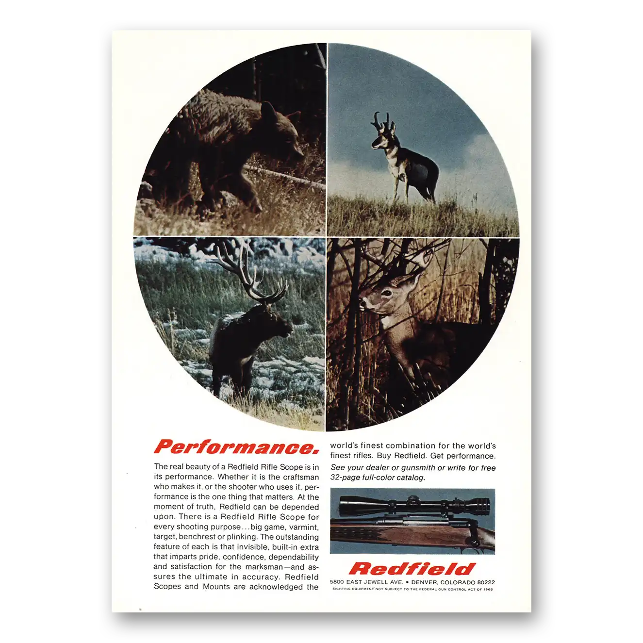 1970 Redfield Rifle Scope Real Beauty Performance Vintage Magazine Print Ad