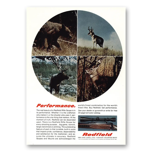 1970 Redfield Rifle Scope Real Beauty Performance Vintage Magazine Print Ad