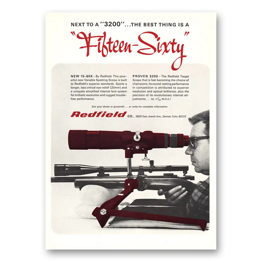 1970 Redfield Rifle Scope Fifteen Sixty Vintage Magazine Print Ad