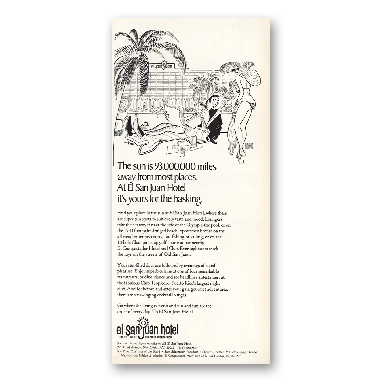 1970 El San Juan Hotel Sun Yours for the Basking Vintage Magazine Print Ad