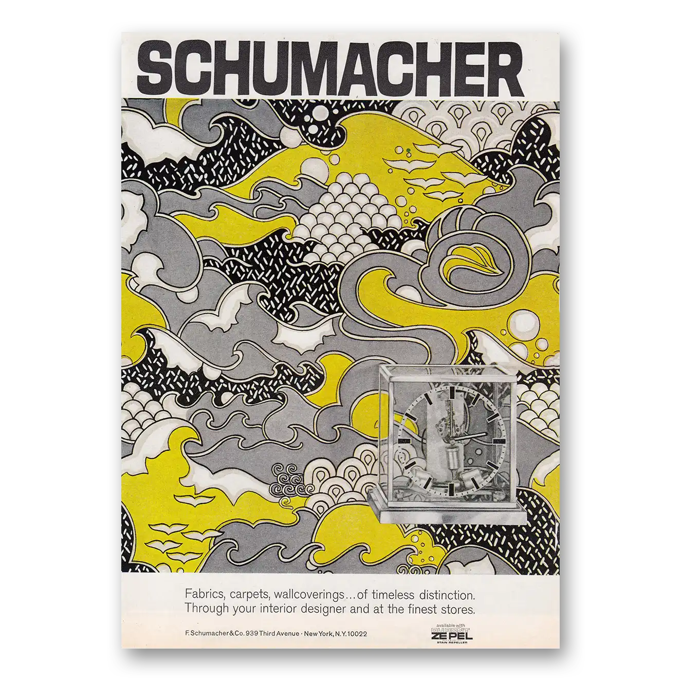 1970 Schumacher Fabrics Fabrics Carpets Wallcoverings Vintage Magazine Print Ad