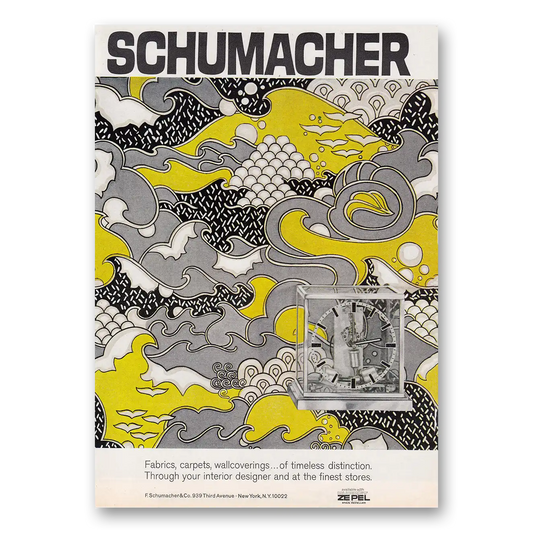 1970 Schumacher Fabrics Fabrics Carpets Wallcoverings Vintage Magazine Print Ad