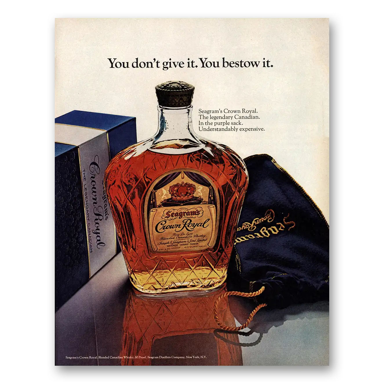 1970 Crown Royal You Bestow It Vintage Magazine Print Ad