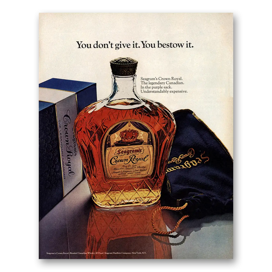 1970 Crown Royal You Bestow It Vintage Magazine Print Ad