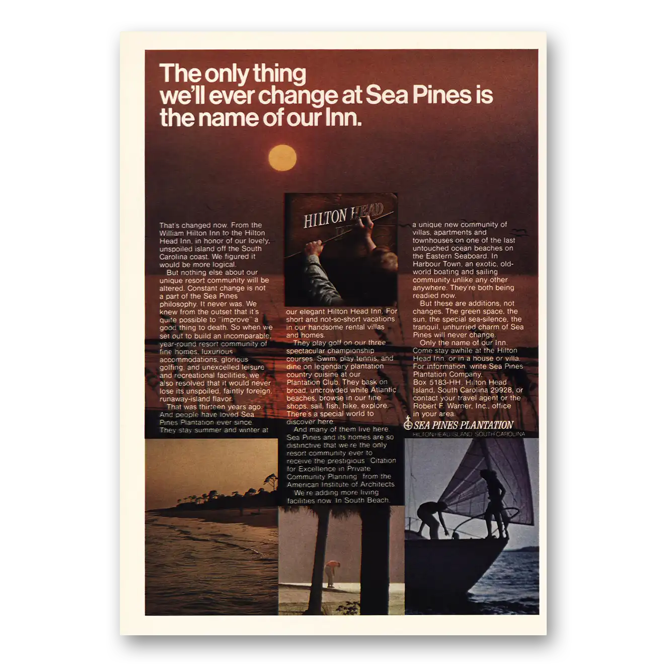 1970 Sea Pines Plantation The Only Thing Vintage Magazine Print Ad