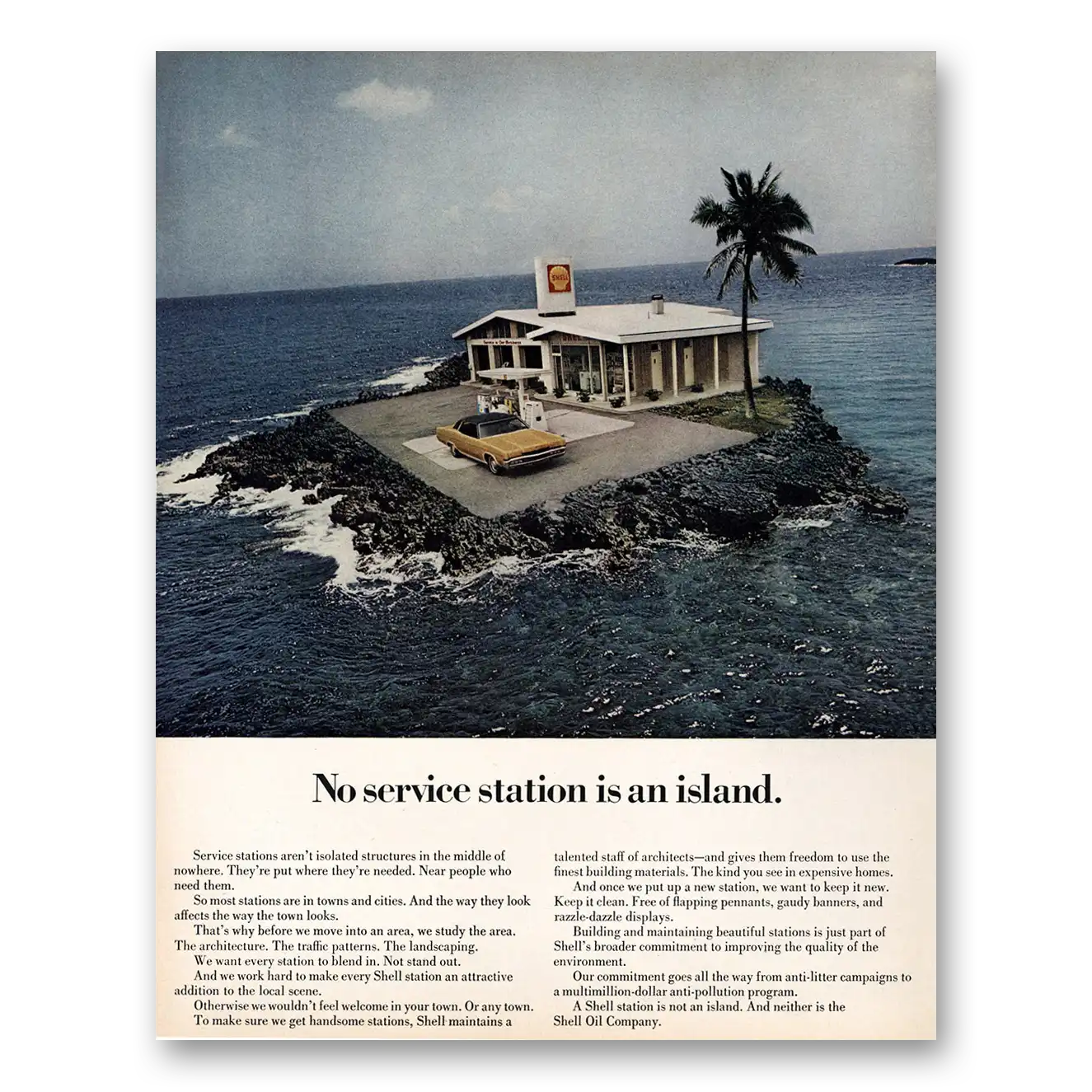 1970 Shell Service Stations No Service Station Is An Island Vintage Magazine Print Ad