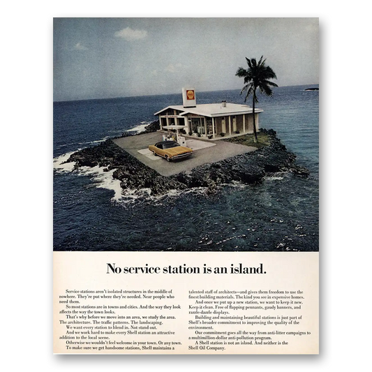 1970 Shell Service Stations No Service Station Is An Island Vintage Magazine Print Ad