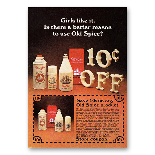 1970 Old Spice Girls Like It Vintage Magazine Print Ad