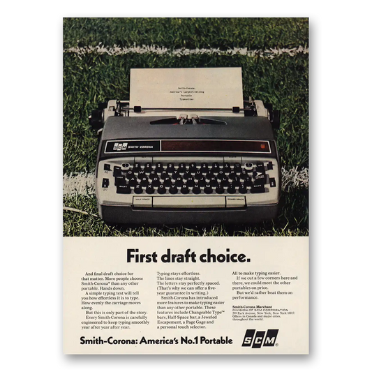 1970 Smith Corona Typewriters First Draft Choice Vintage Magazine Print Ad