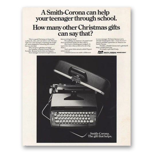 1970 Smith Corona Typewriters Help Your Teenager Through School Vintage Magazine Print Ad