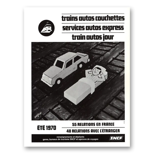 1970 SNCF Trains Auto Couchettes French Vintage Magazine Print Ad