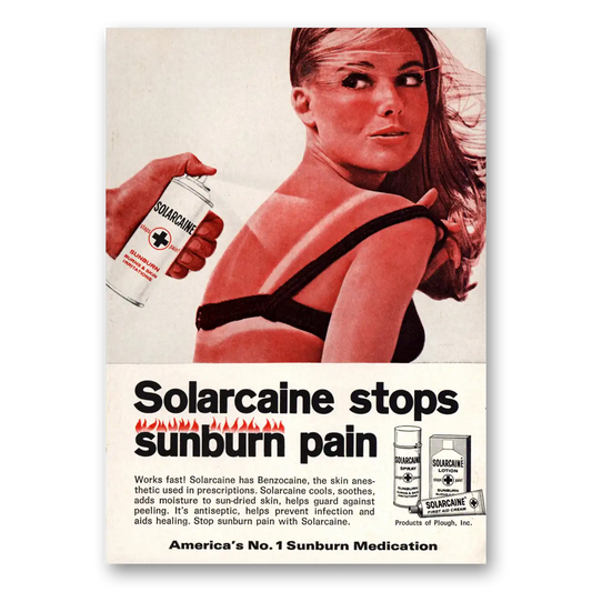 1970 Solarcaine Stops Sunburn Pain Vintage Magazine Print Ad