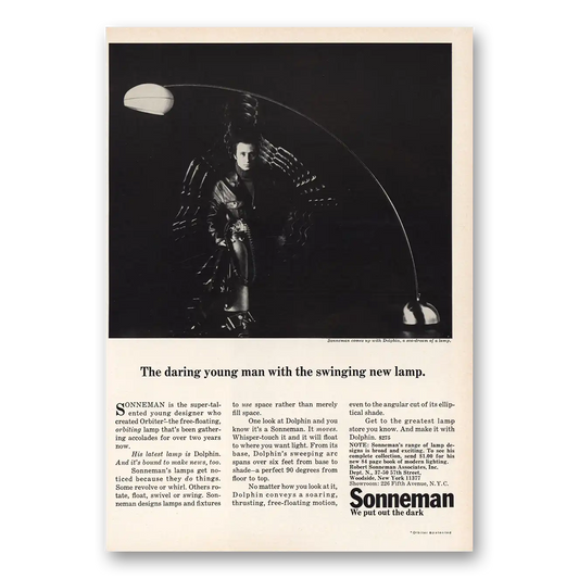 1970 Sonneman Daring Young Man Swinging New Lamp Vintage Magazine Print Ad