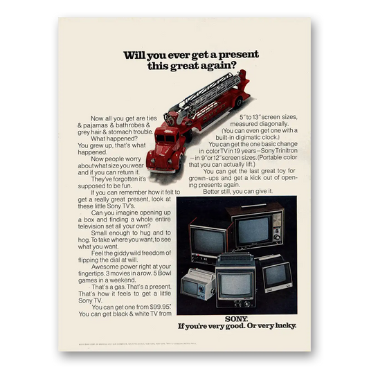 1970 Sony Television Ever Get a Present This Great Again Vintage Magazine Print Ad