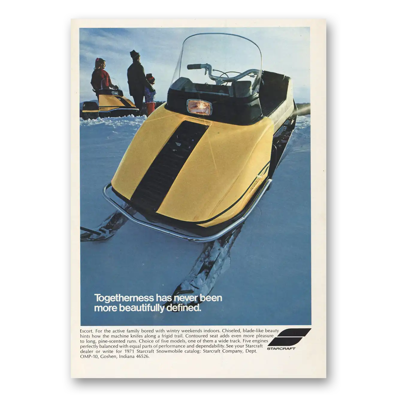 1970 Starcraft Snowmobile Togetherness Has Never Been More Beautifully Defined Vintage Magazine Print Ad