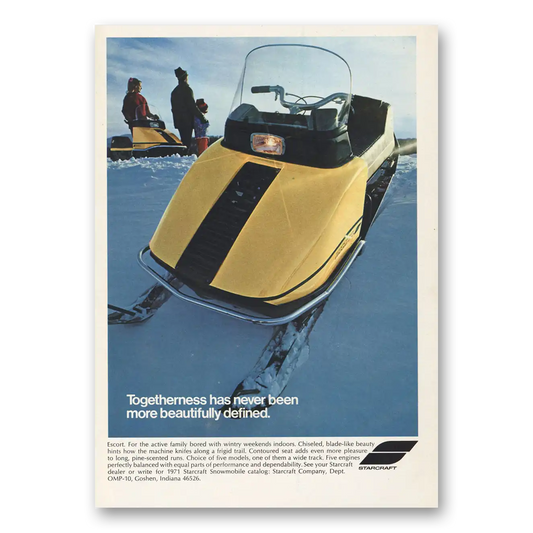 1970 Starcraft Snowmobile Togetherness Has Never Been More Beautifully Defined Vintage Magazine Print Ad