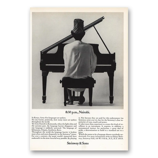 1970 Steinway Piano Nairobi Vintage Magazine Print Ad