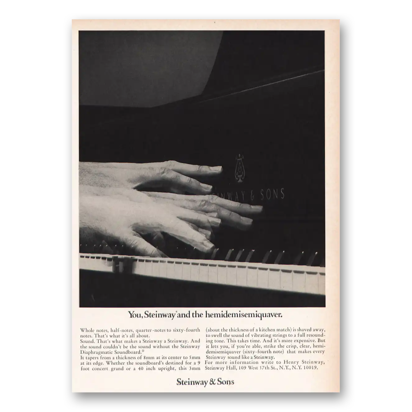 1970 Steinway Piano Hemidemisemiquaver Vintage Magazine Print Ad