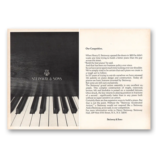 1970 Steinway Piano Our Competition Vintage Magazine Print Ad