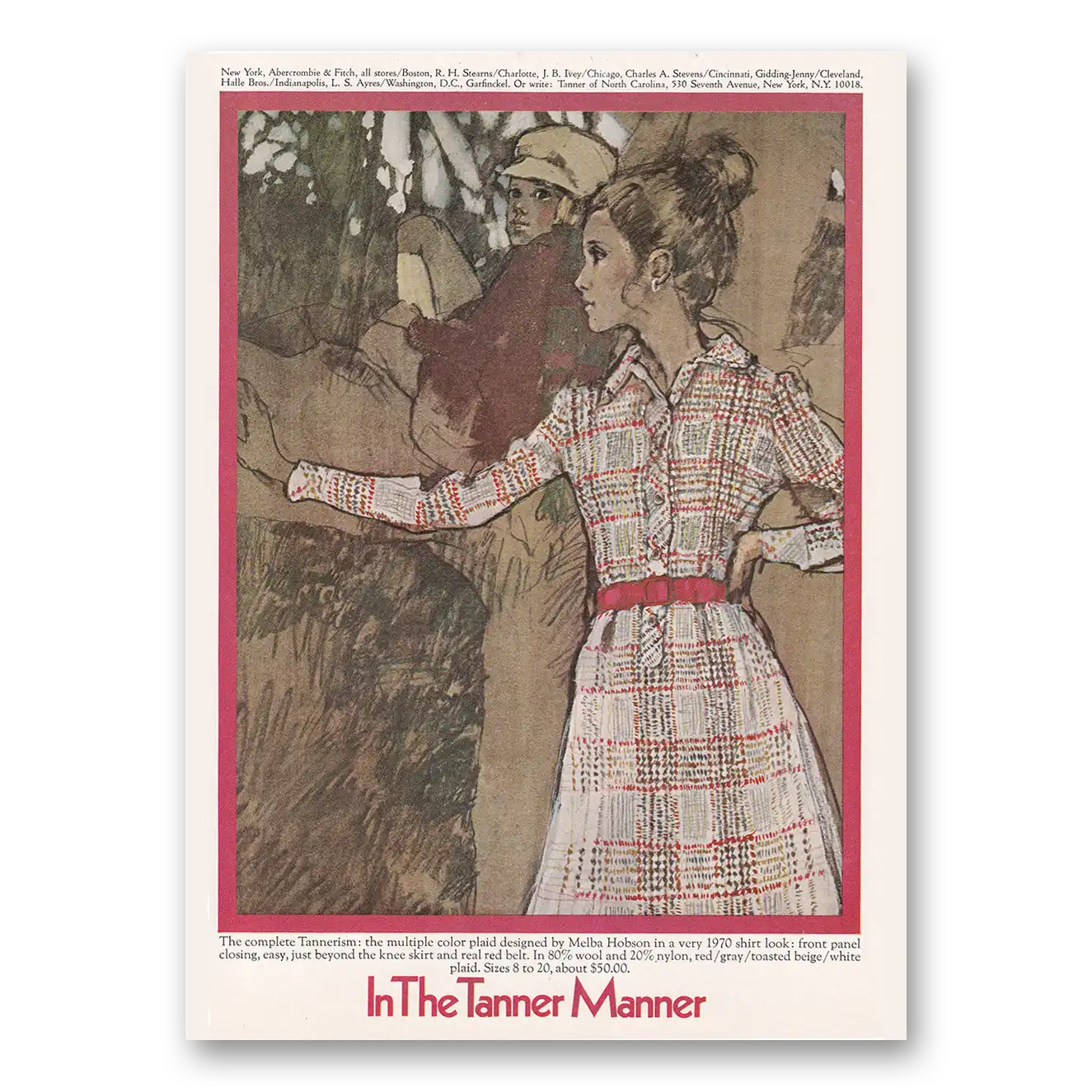 1970 Tanner Fashion Tannerism Multi Color Plaid Vintage Magazine Print Ad